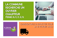 La commune de Fléron recherche un ouvrier chauffeur en possession du permis B, C, C-E et G (H/F/XX)